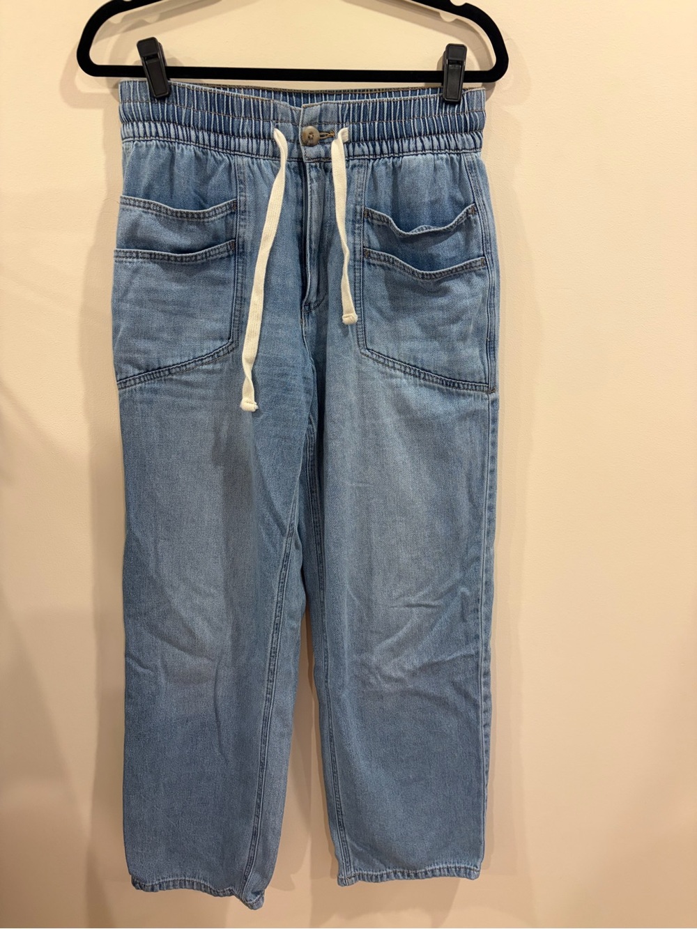 Kensie Light Blue Relaxed Drawstring Jeans Size M